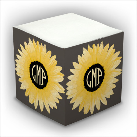 Sunflower Monogram Self Stick Memo Cube - Style 40