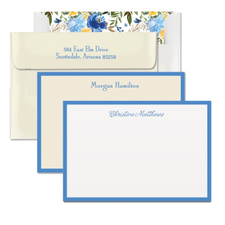 Wide Periwinkle Hand Bordered Correspondence Cards