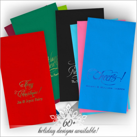 Holiday DYO Color Guest Towel Napkins - Foil Stamped
