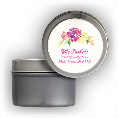 Watercolor Floral Address Labels Tin