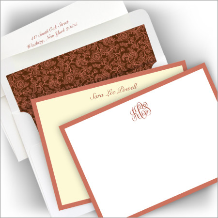 Wide Rose Gold Foil Hand Bordered Correspondence Cards