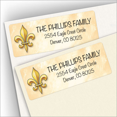 30 Custom Golden Fleur De Lis Personalized Address Labels 