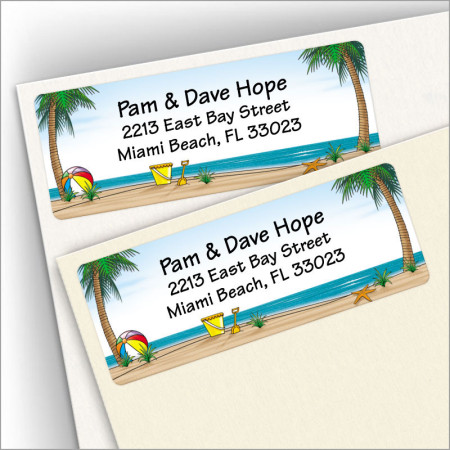 Palm Tree on Beach Address Labels