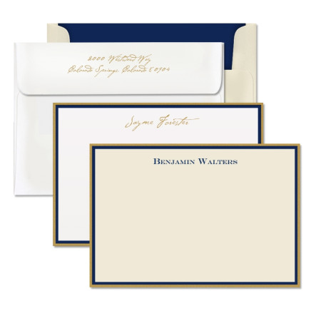 Navy/Gold Double Hand Bordered Cards 