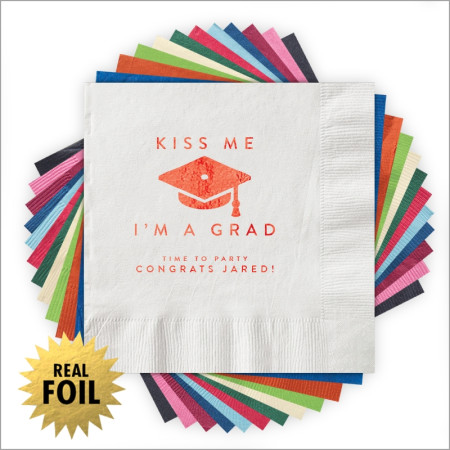 Kiss Me Grad - Foil Napkins