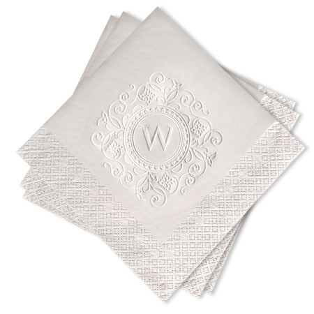 Intricate Embossed Initial Beverage Napkins