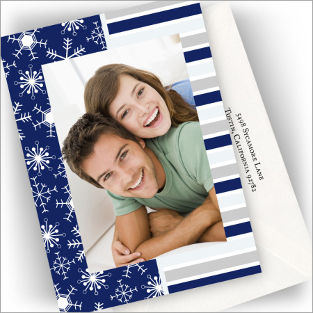 Snowflakes & Stripes Photo Cards - Vertical
