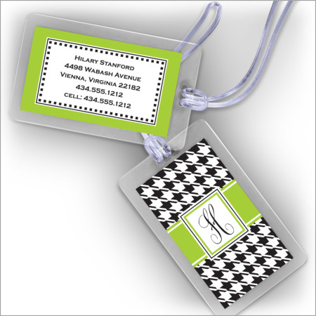Black Houndstooth Luggage Tags