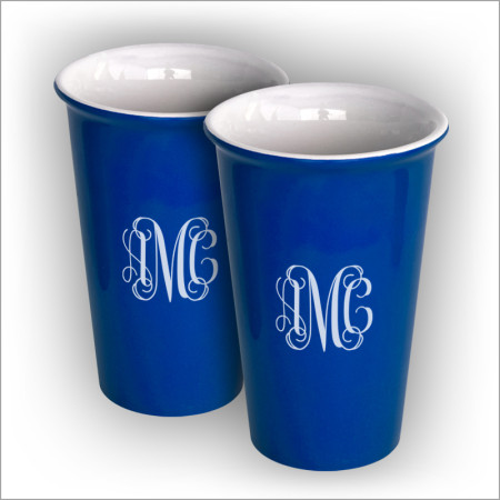 Blue DYO Mugs Set - with Monogram