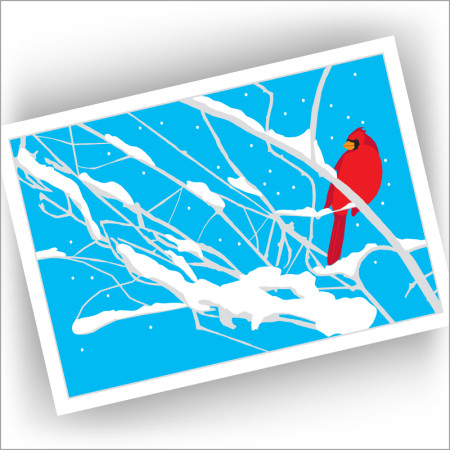 Cardinal in Tree Holiday Cards