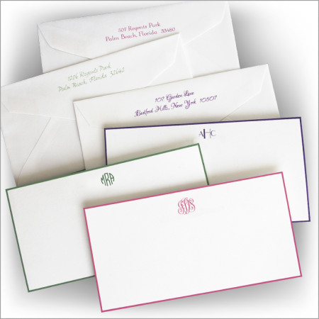 DYO Hand Bordered Slender Correspondence Cards - with Monogram