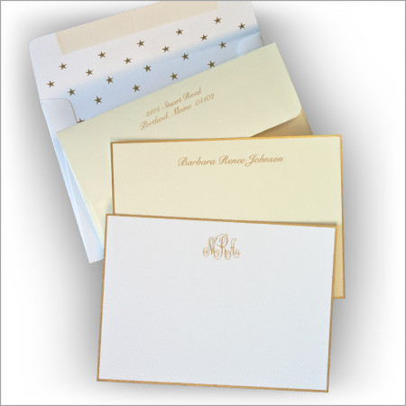 Gold Holiday Hand Bordered Correspondence Cards