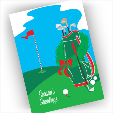 Golf Bag with Wreath Christmas Cards