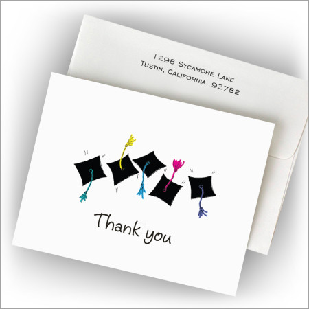 Grad Hats and Hands Fold Notes - Thank You