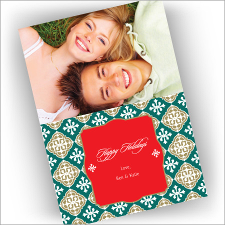 Green Jacquard Photo Cards - Vertical