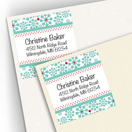 Groovy Flowers Square Address Labels