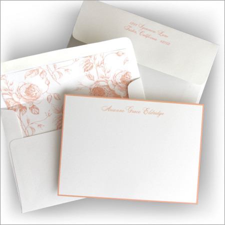 Peach Hand Bordered Correspondence Cards