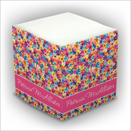Colorful Floral Self Stick Memo Cube - Style 2