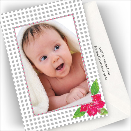 Poinsettia Photo Cards - Vertical