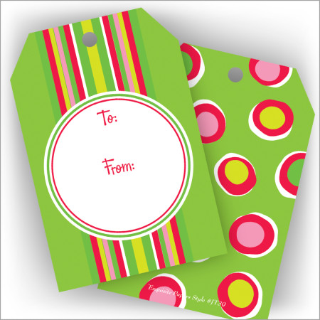 Red & Lime Stripes Jumbo Gift Tags