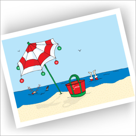 Santa Swimming Holiday Cards