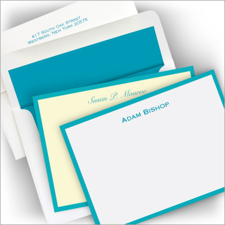 Turquoise Wide Bordered Correspondence Cards
