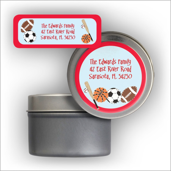 Stitched Sports Labels Tin