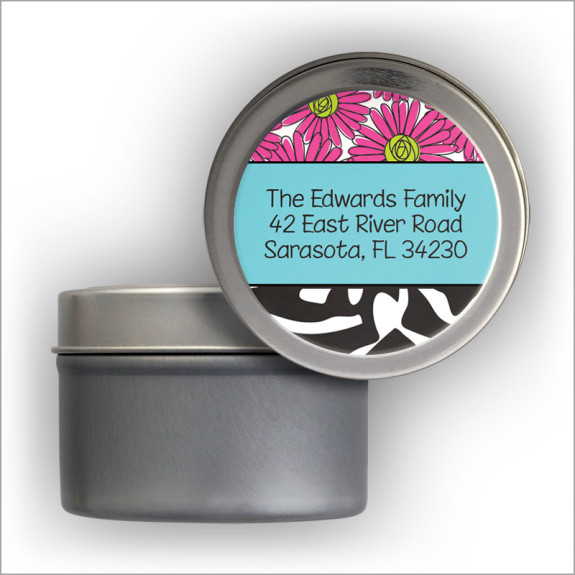 Zebra Daisies Labels Tin