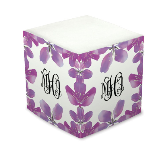 Lavender Floral Self Stick Memo Cube - Style 17
