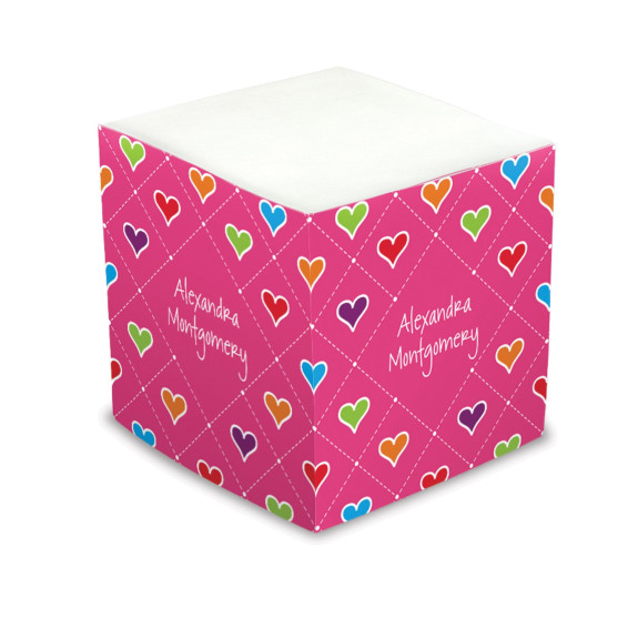 Colorful Hearts Self Stick Memo Cube - Style 24