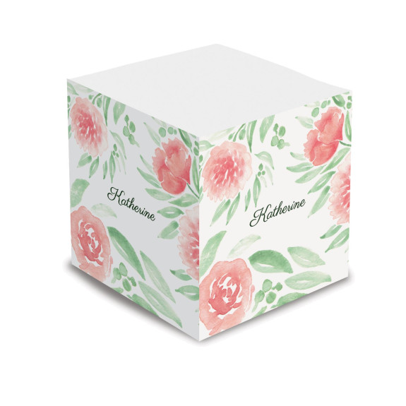 Watercolor Floral Self Stick Memo Cube - Style 29