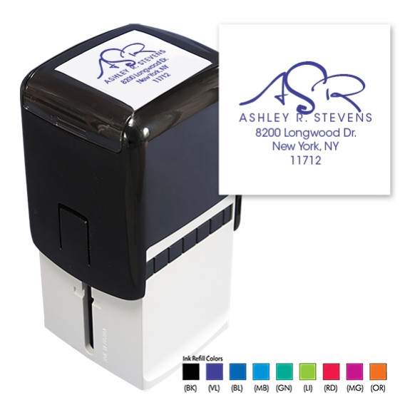 Modern Monogram Square Stamper - Black ink & 1 Color Refill