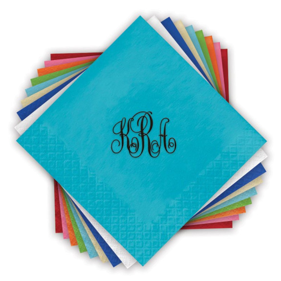 DYO Color Beverage Napkins - with Monogram - Matte Ink