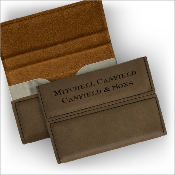 Dark Leather Business Card Holder