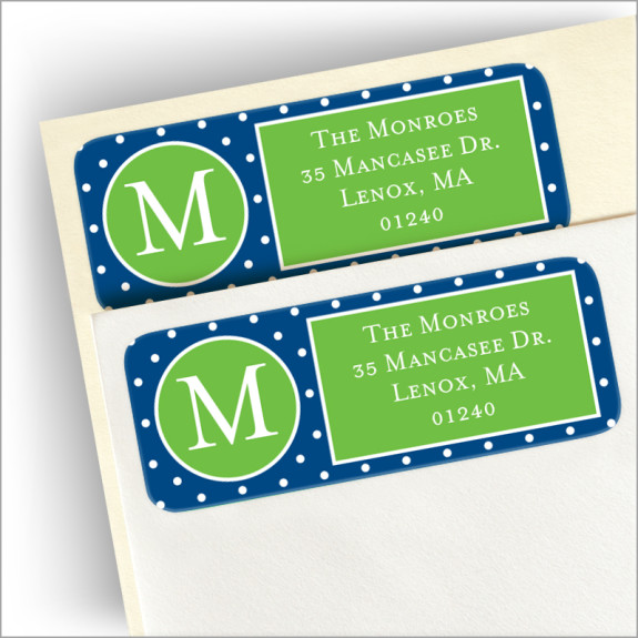 Navy/Lime Dots Address Labels