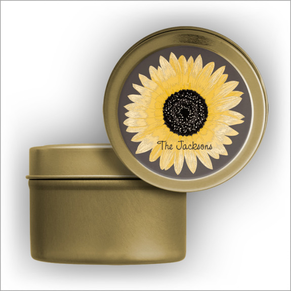 Blooming Sunflower Address Labels Tin