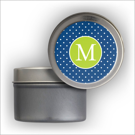 Navy/Lime Dots Address Labels Tin