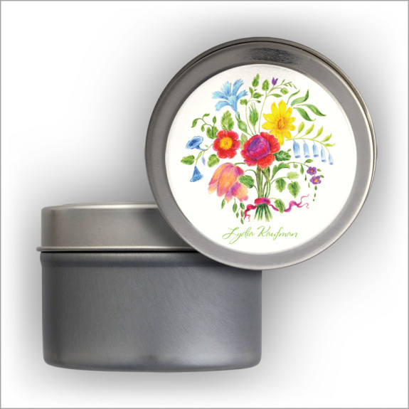 Floral Bouquet Address Labels Tin