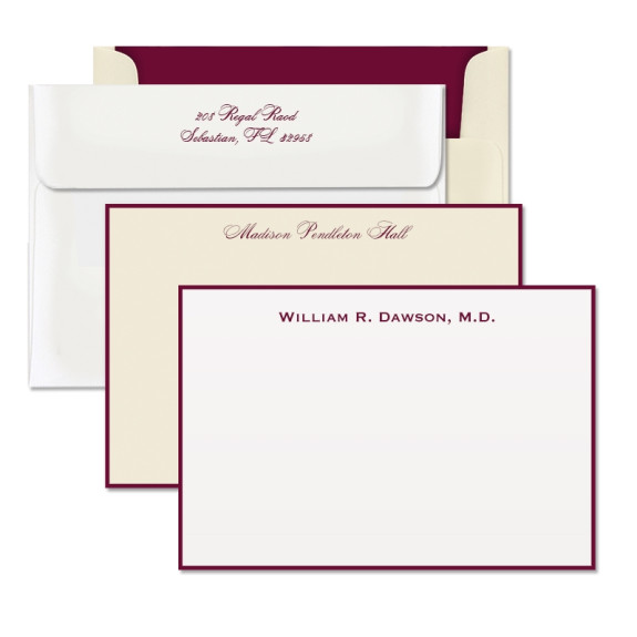 Wine Hand Bordered Correspondence Cards