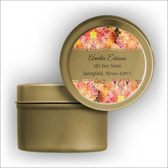 Blossoming Color Return Address Labels Tin - Pink
