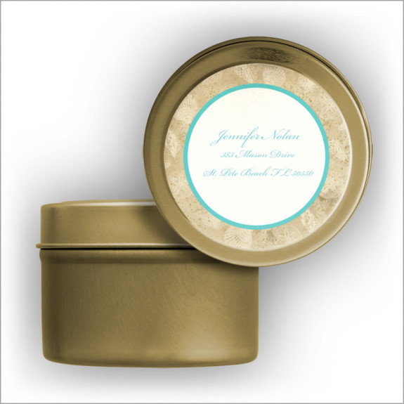 Seashell Return Address Labels Tin