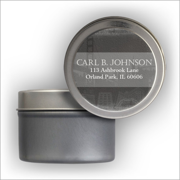 City Scape Return Address Labels	 Tin