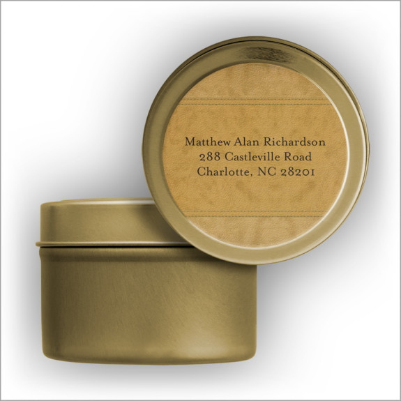 Suede Return Address Labels Tin