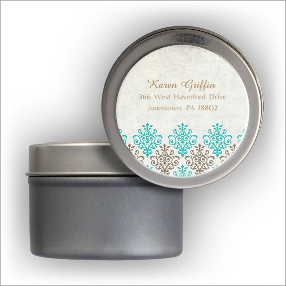 Diamond Damask Label Tin