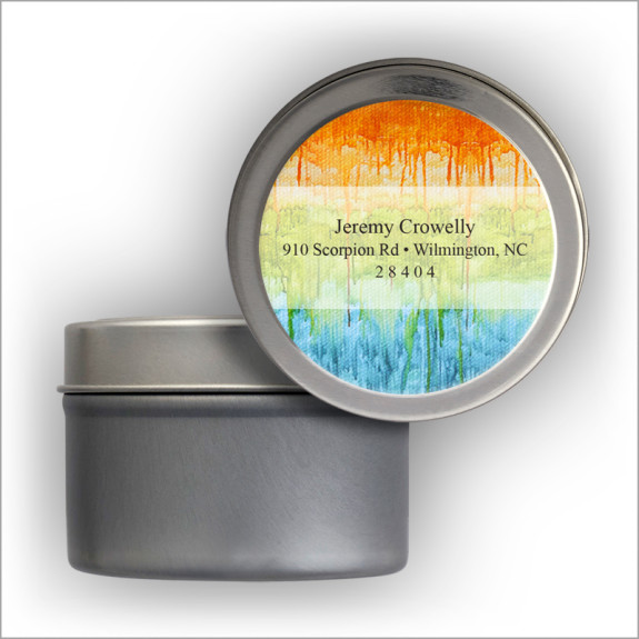 Watercolor Drip Return Address Labels Tin