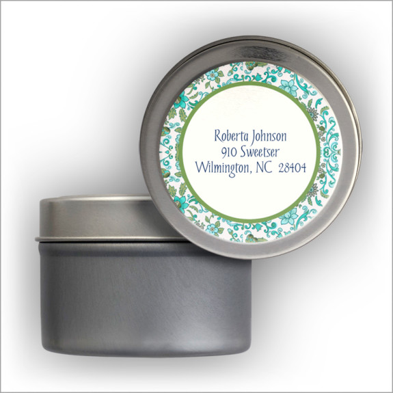 Pretty Posy Return Address Labels Tin
