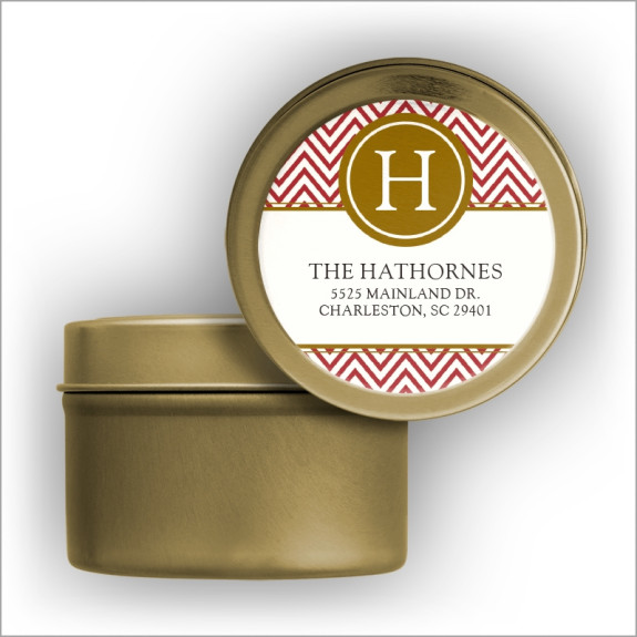 Red Initial Gift Label Tin