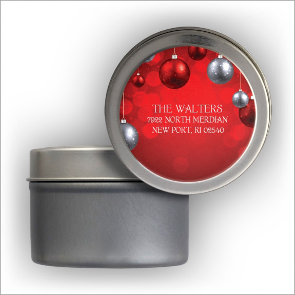 Christmas Bulbs Label Tin