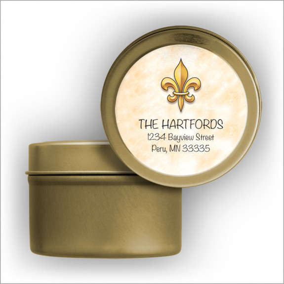 Fleur De Lis Address Labels Tin