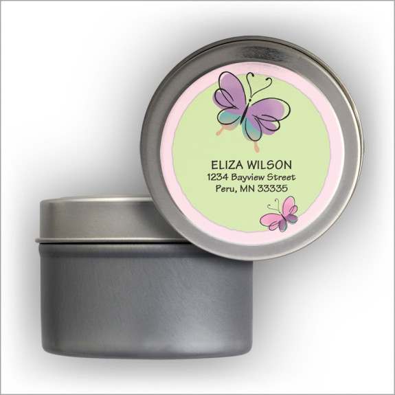 Butterfly Pair Address Labels Tin
